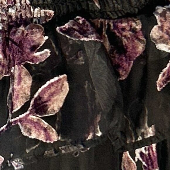 DR2 SZ S Purple & Black Burnout Velvet Top Whimsigoth Boho Dark Romance 80's - Picture 10 of 13